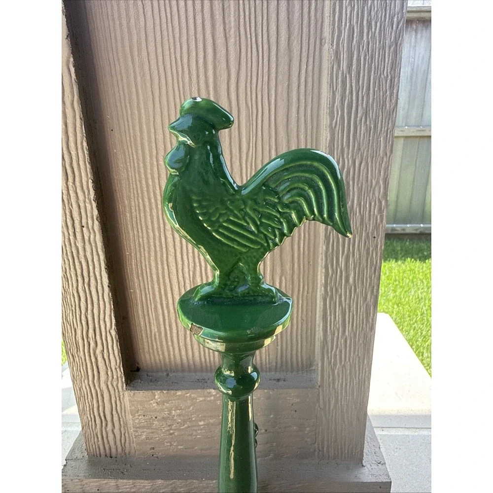 VTG Cast Iron GREEN ROOSTER Paper Towel Holder 15